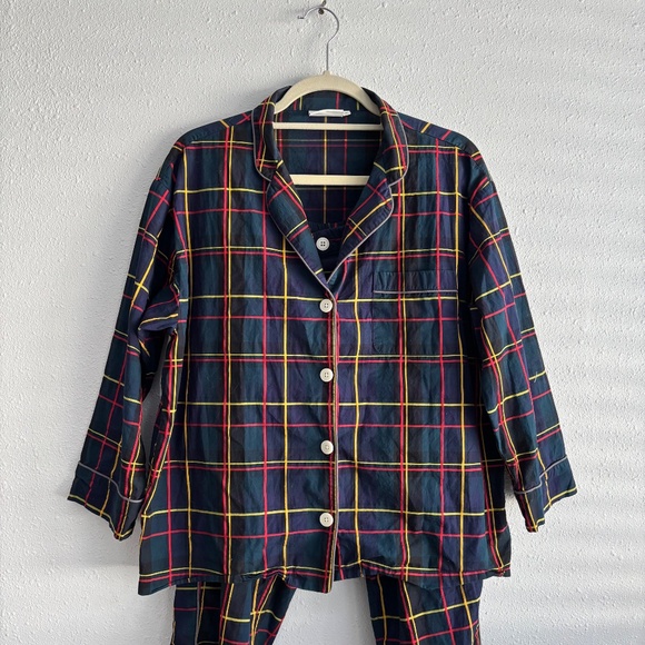 Sleepy Jones Marina Pajama Set in Holiday Navy Plaid - Size Medium - Picture 1 of 10
